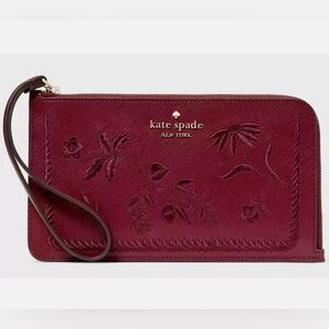 Kate Spade Lucy Botanical Embroidered Medium L Zip Wristlet
